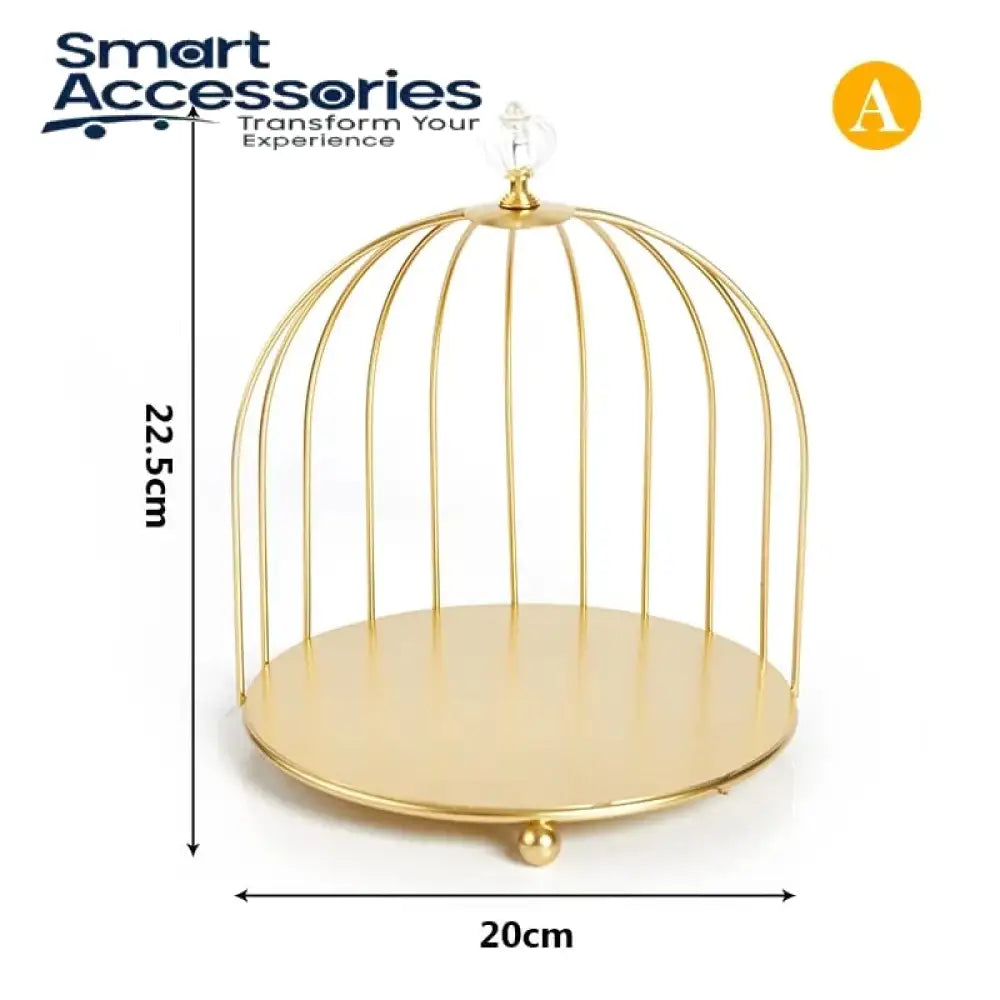 New Style Birdcage Makeup Organizer Metal Brass Cosmetic With Mirror Shelves