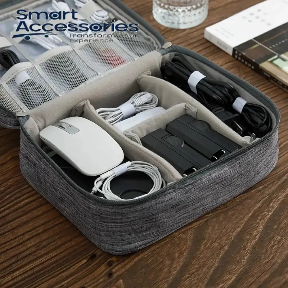 Portable Digital Storage Bag Waterproof Cable Organizer Pouch Multifunction Travel Zipper Data