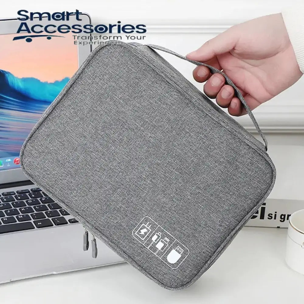 Portable Digital Storage Bag Waterproof Cable Organizer Pouch Multifunction Travel Zipper Data