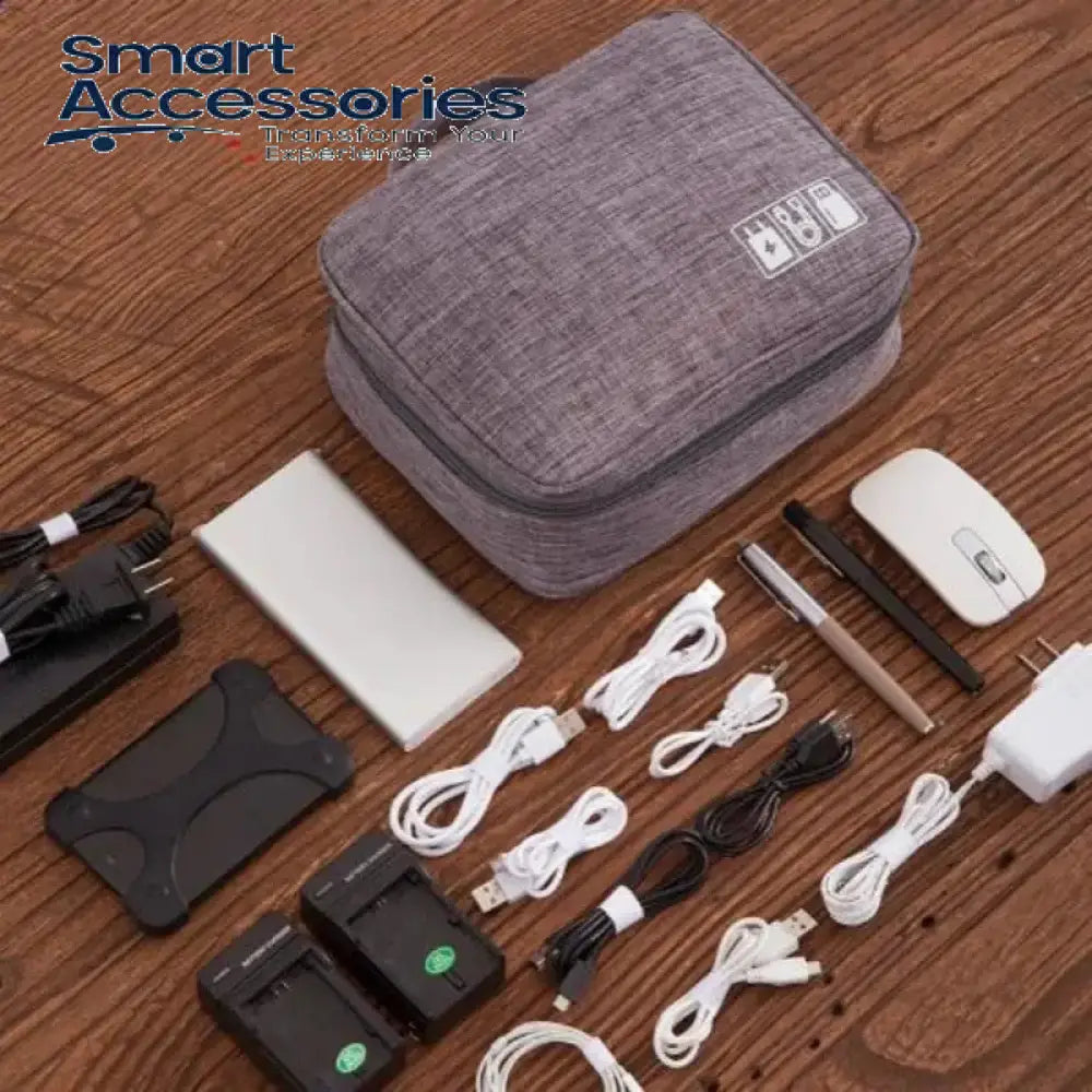 Portable Digital Storage Bag Waterproof Cable Organizer Pouch Multifunction Travel Zipper Data