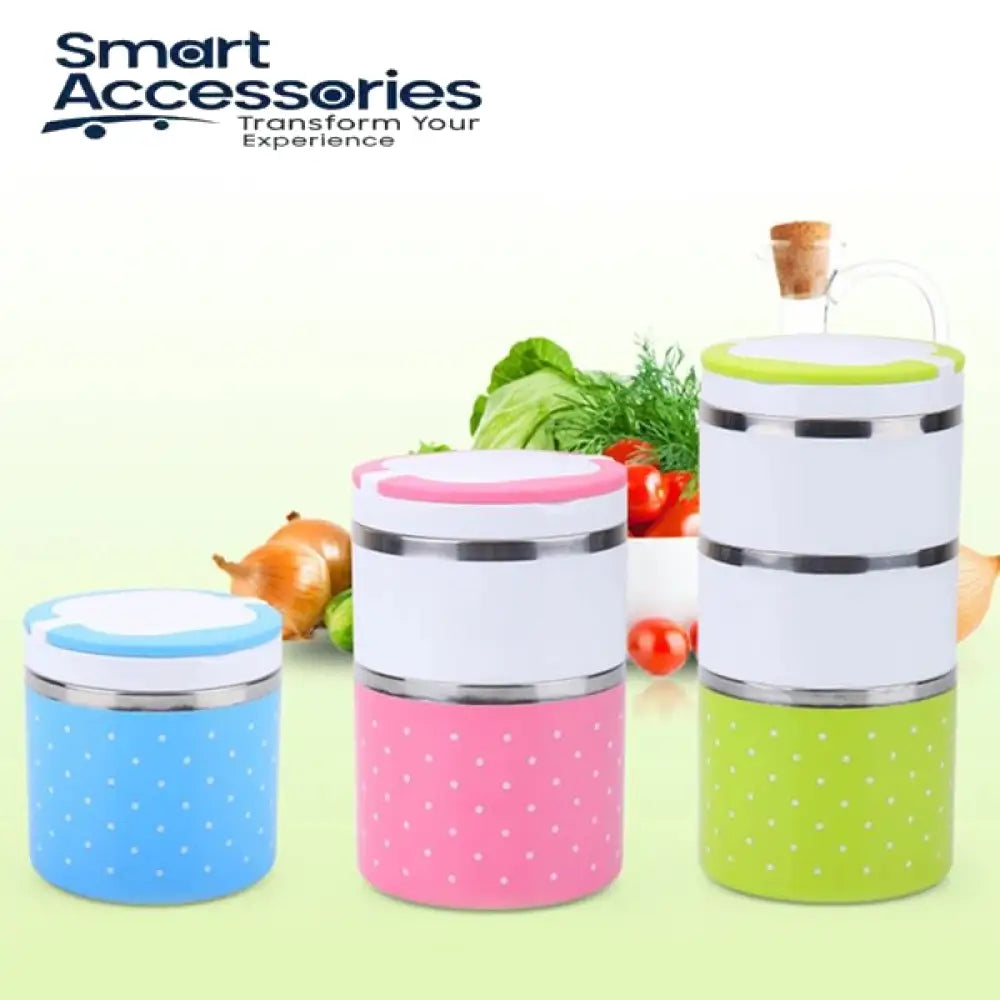 Portable Dotted Tiffin Box Stainless Steel Bento Student Lunch