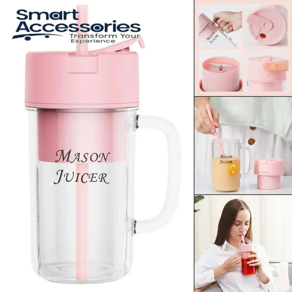 Portable Rechargeable Juice Blender With Straw.