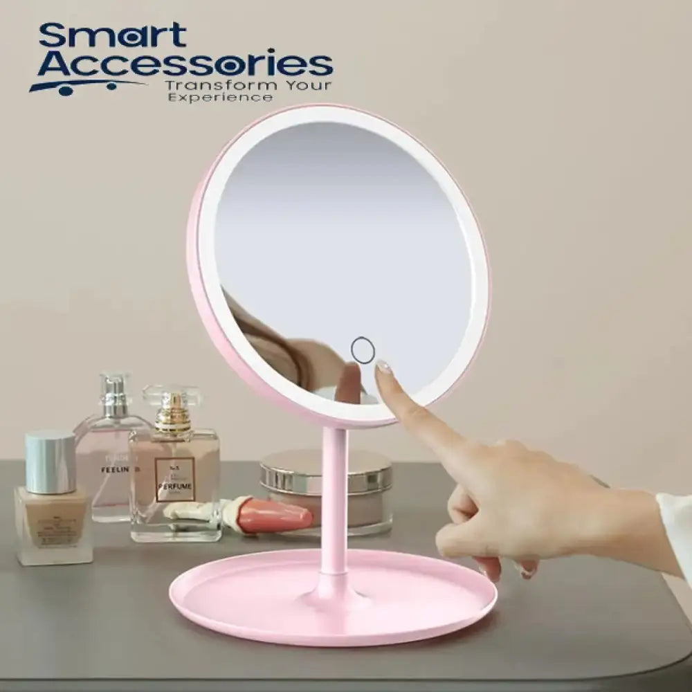 Portable Rotating Desk Mirror Adjustable Hd Light Makeup