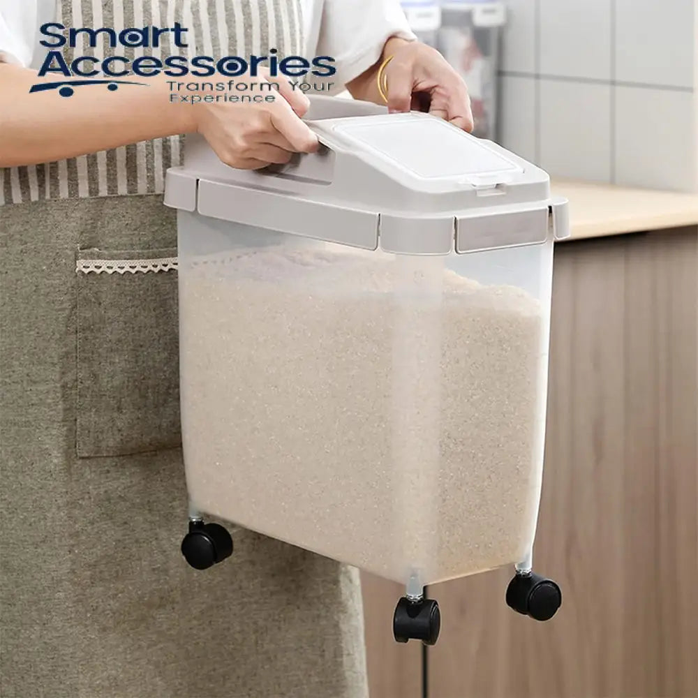 Rice Container Storage Box With Wheels