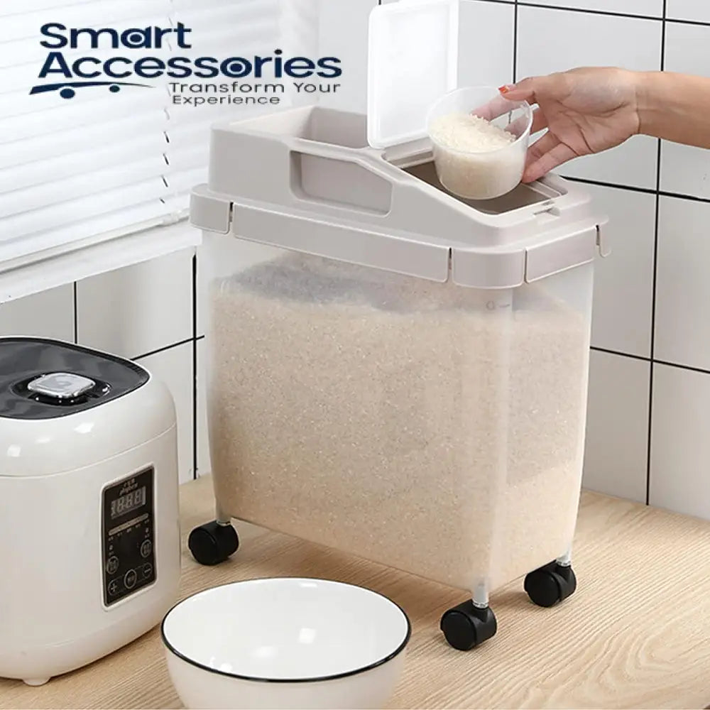 Smart Rice Storage RICE CONTAINER STORAGE BOX WITH WHEELS – Smart Accessories PK