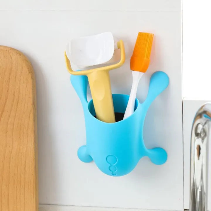wall-Mounted Self-Adhesive Storage holder, Toothbrushes, Remotes, other small items.
