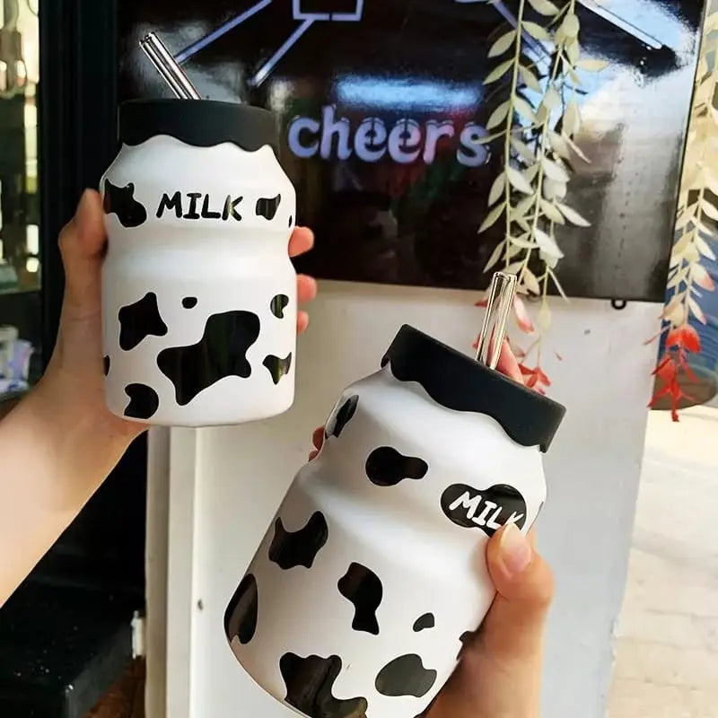 Pattern Design Ceramic Tumbler With Straw (400ml)