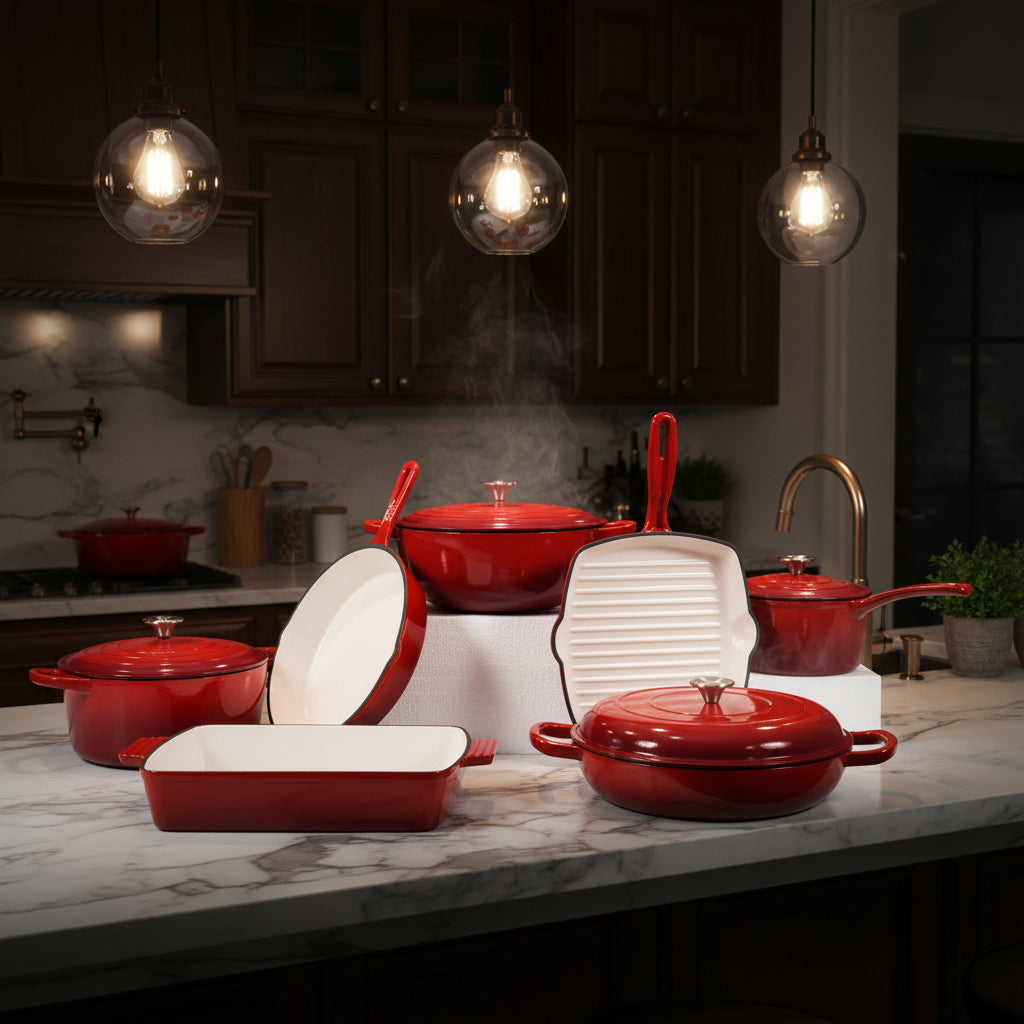 Luxury Premium 11-Pieces Enamel Cast Iron Cookware Set By OSEE