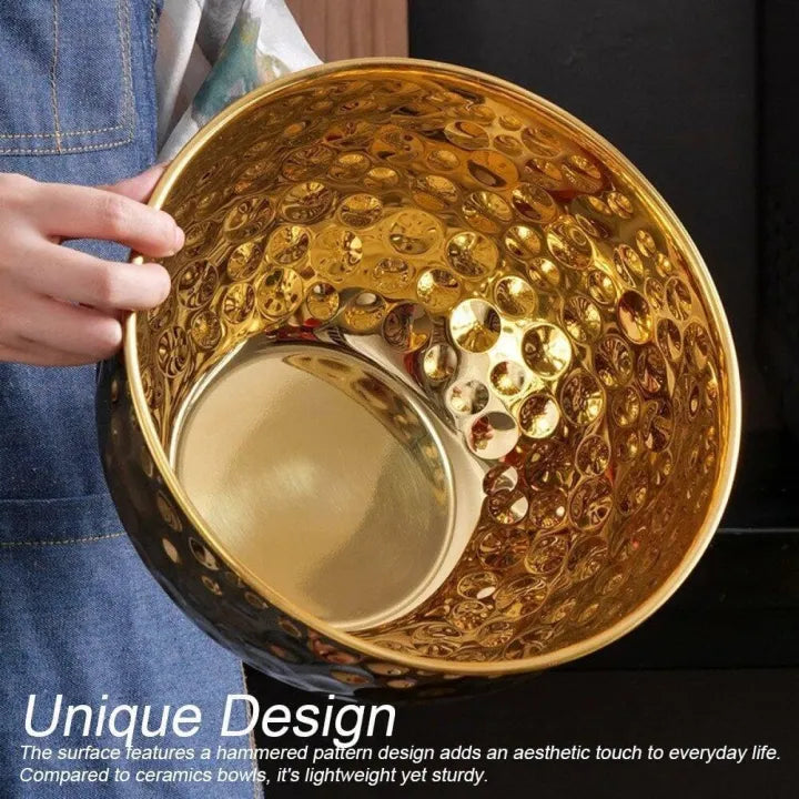 Golden Hammered Stainless Steel Bowl