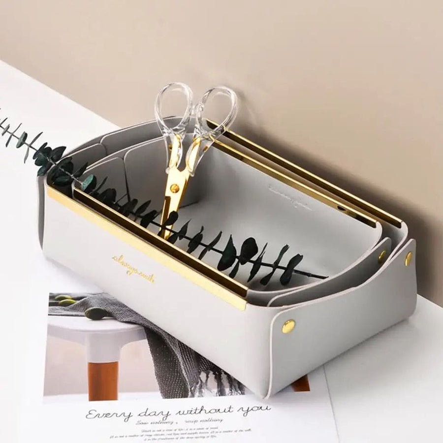 Premium Quality Desktop Leather Storage Tray Jewelry Organizer