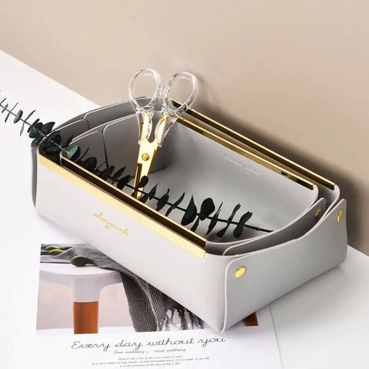 Premium Quality Desktop Leather Storage Tray Jewelry Organizer