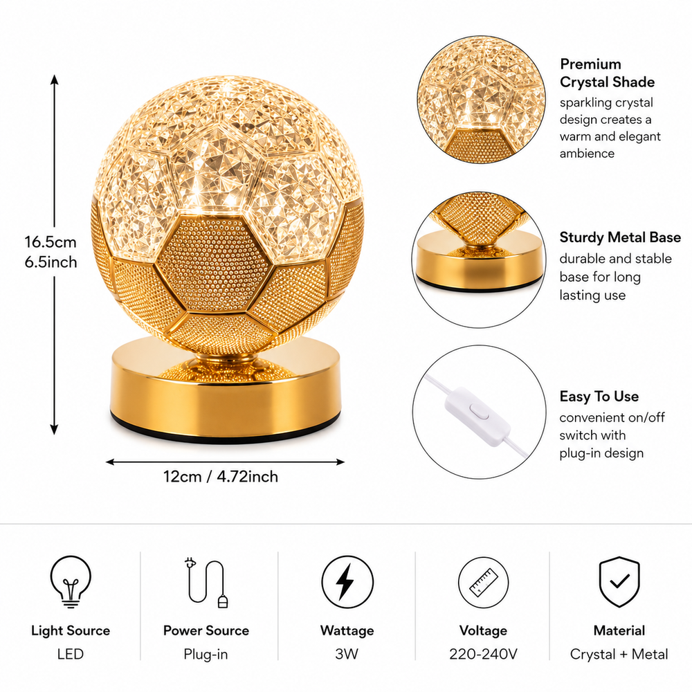 Luxury Crystal Golden Table LED Lamp