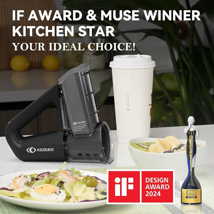 Multi-Functional Electric Food Chopper – Rechargeable Rotary Cheese Grater & Vegetable Slicer (4 Blades)