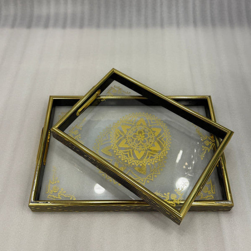 Luxurious Golden 2-Piece Tray Set