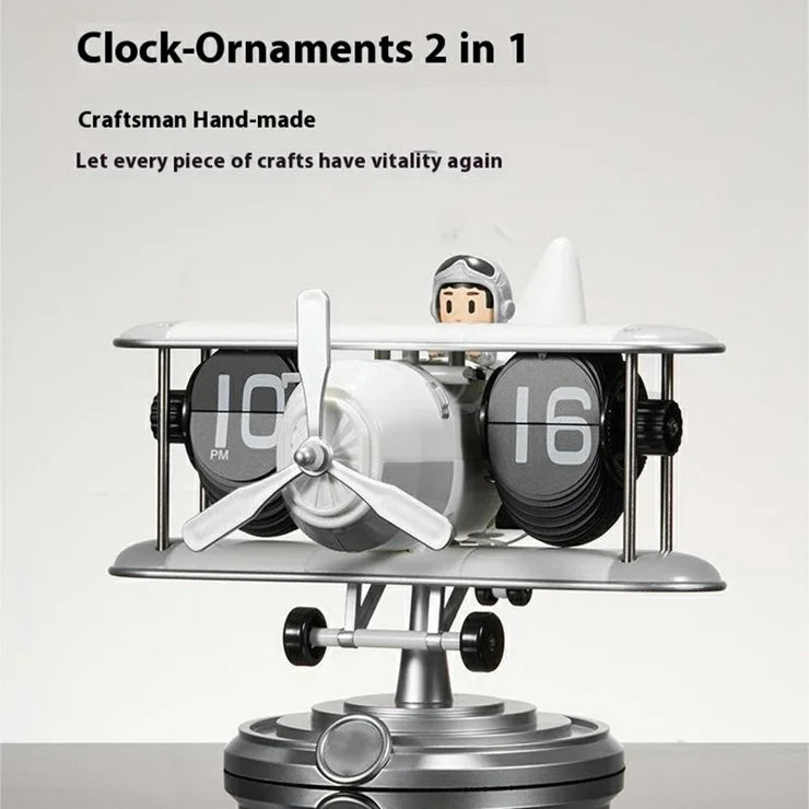 Creative Vintage Aircraft Flip Desk Clock For Office & Home