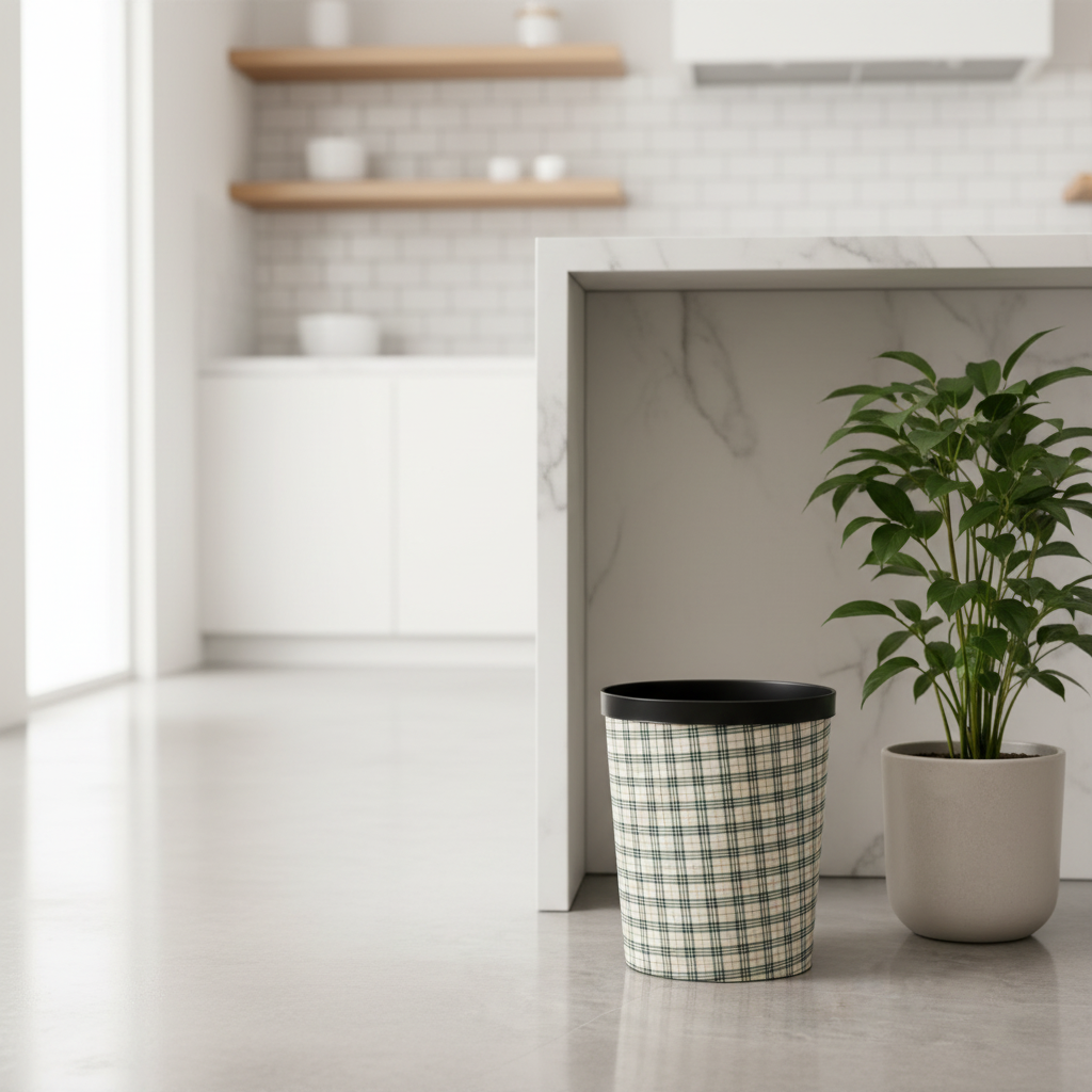 Plaid Pattern Multipurpose Trashcan & Basket