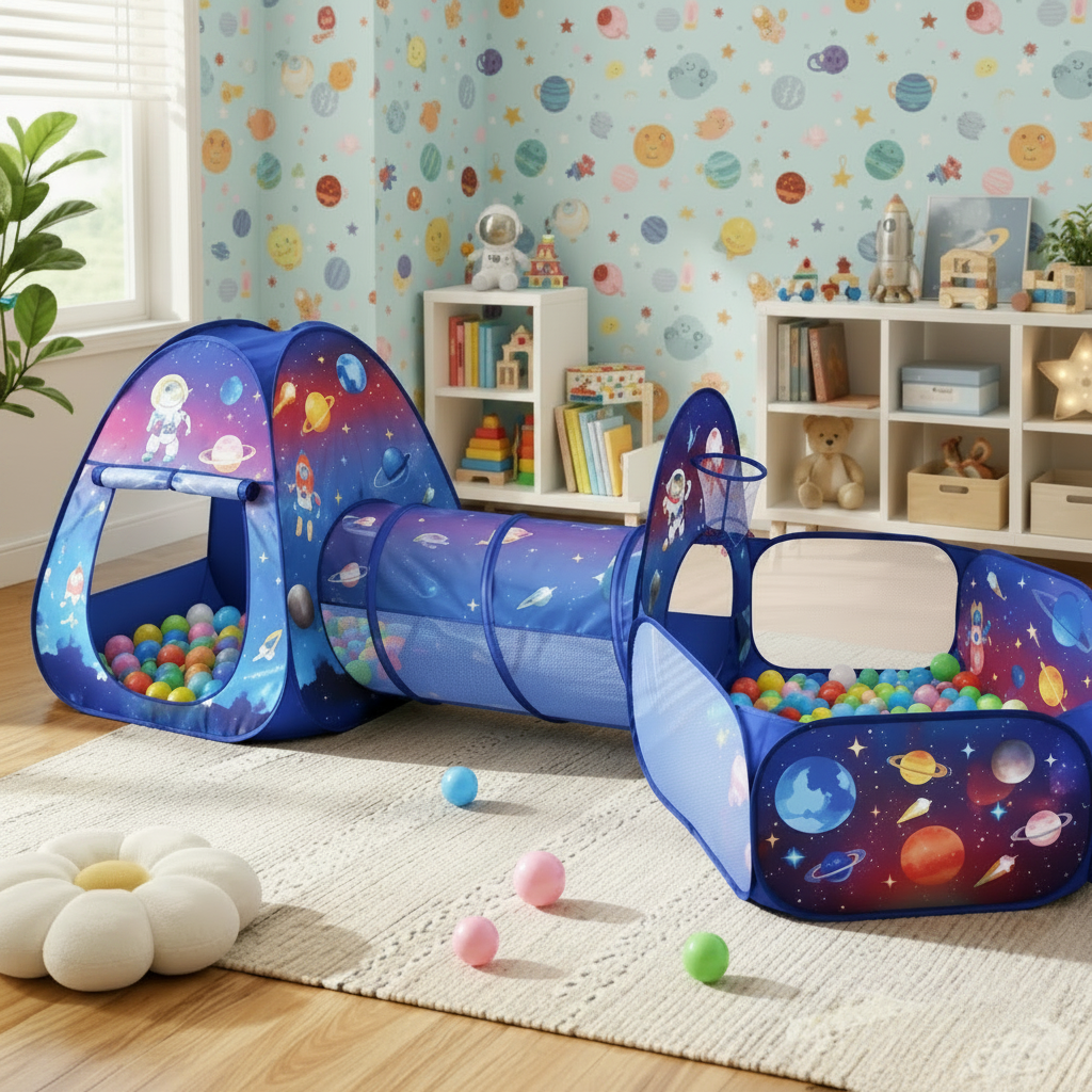 Space Theme Babies Play Tent With Crawl Tunnel