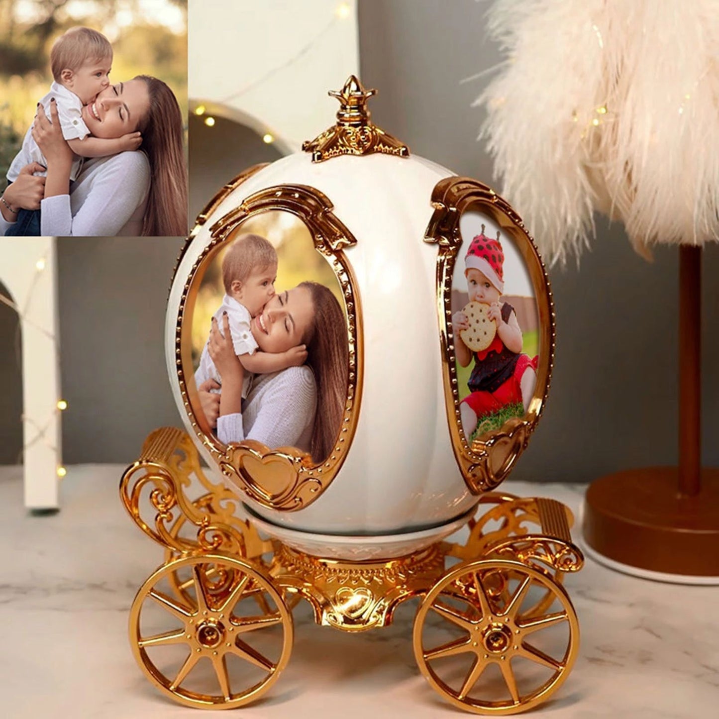 Rotating Decorative Photo Frame With Pumpkin Car Music Box
