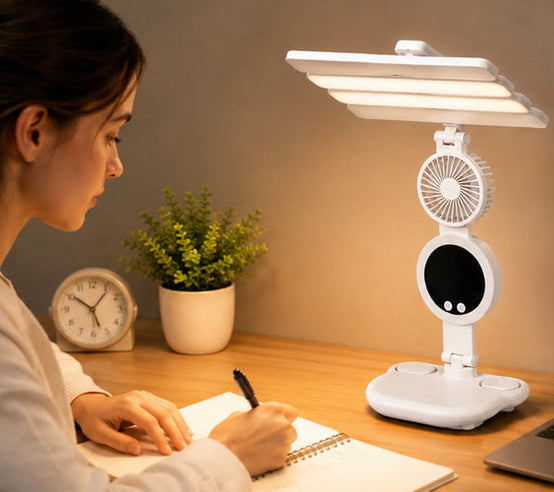 Rechargeable 3 In 1 LED Fan Desk Lamp
