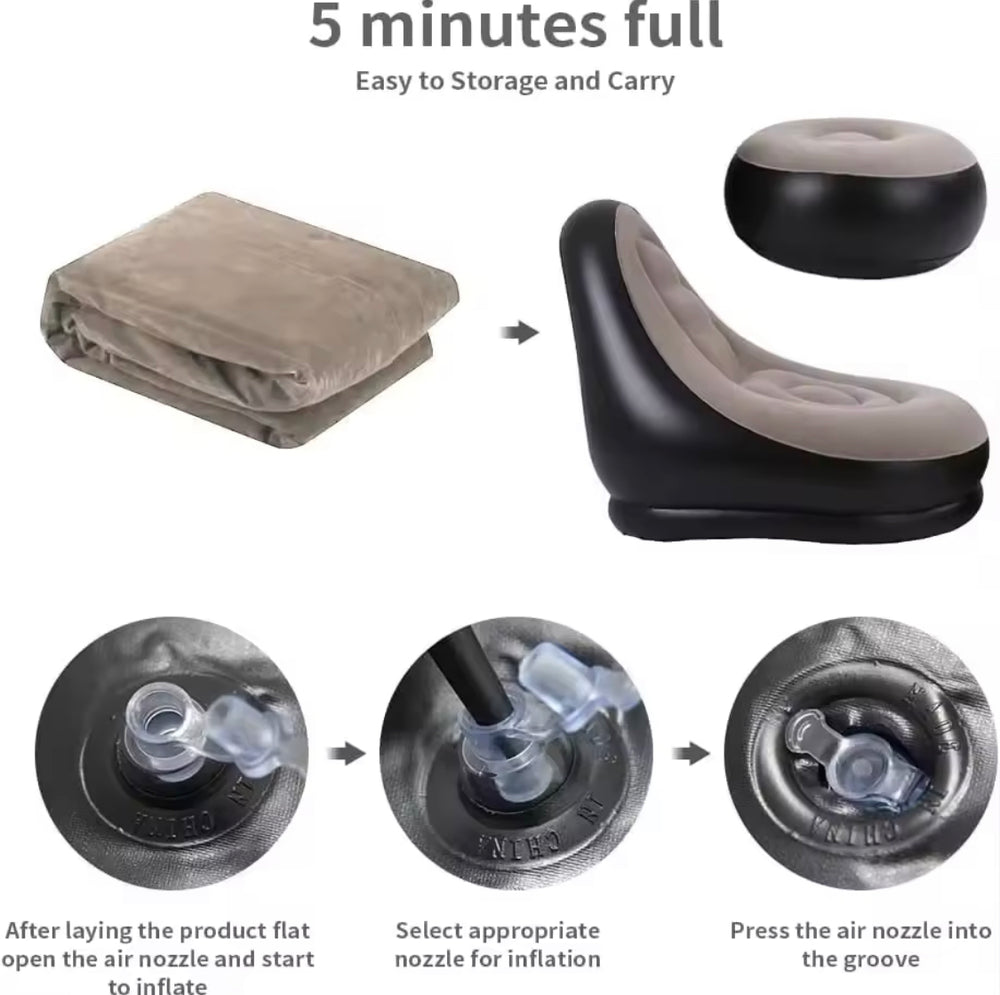 2pcs Inflatable Portable Air Mattress Folding Chair Sofa