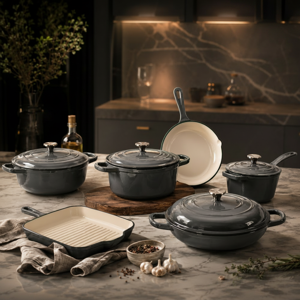Luxury Premium 11-Pieces Enamel Cast Iron Cookware Set By OSEE