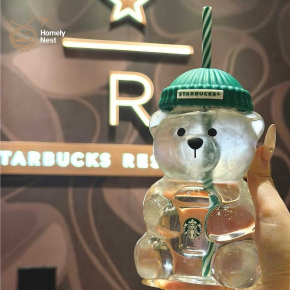 Bear Shaped Starbucks Bearista Cold Cup 20oz glass tumbler