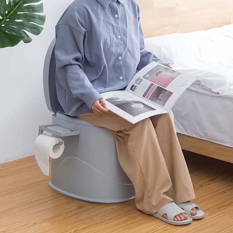 Portable Toilet with Lid with Paper Towel Holder, Travel Toilet Compact Bucket Seat