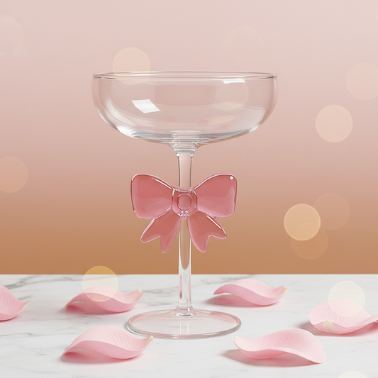 Pink Bow Dessert And Cocktail Glass.
