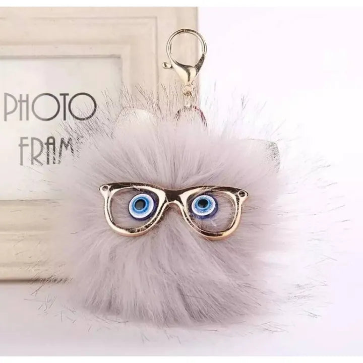 Colourful Cute Fox Ears Plush Ball Keychain