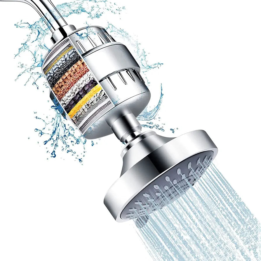 BZM Aqua Hard Water Filter & Shower Head Combination Designed To Protect Skin & Hair