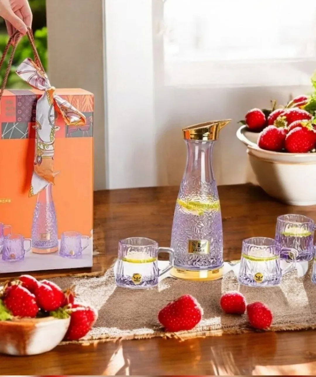 Turkish Luxurious Dining Table Eagle Logo Jug And Glasses Set With Gift Box Packing