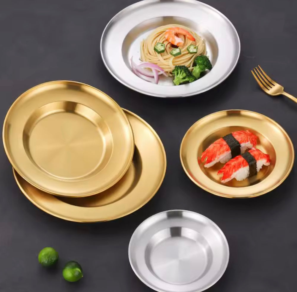 Luxury Round Stainless Steel Serving Plate