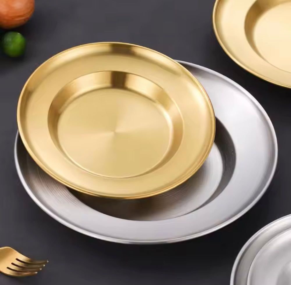 Luxury Round Stainless Steel Serving Plate