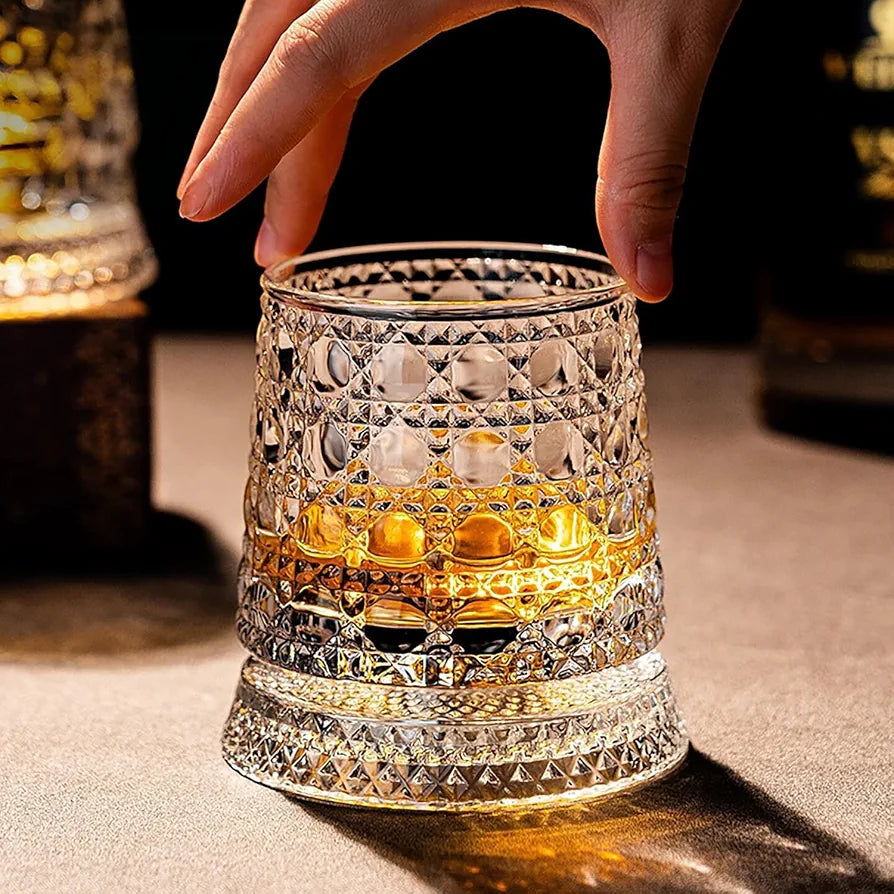 Creative 360° Rotating Crystal Whiskey Glass Tumbler