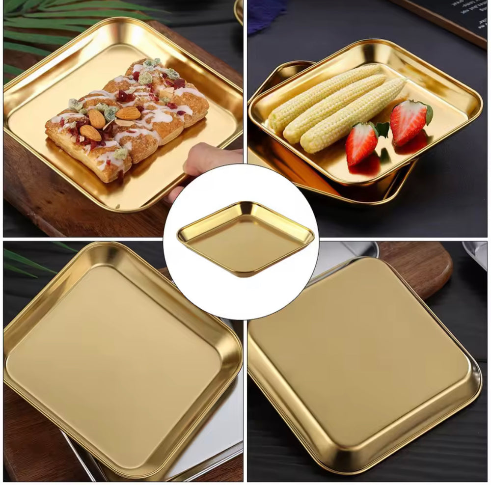 Luxury Square Stainless Steel Serving Tray