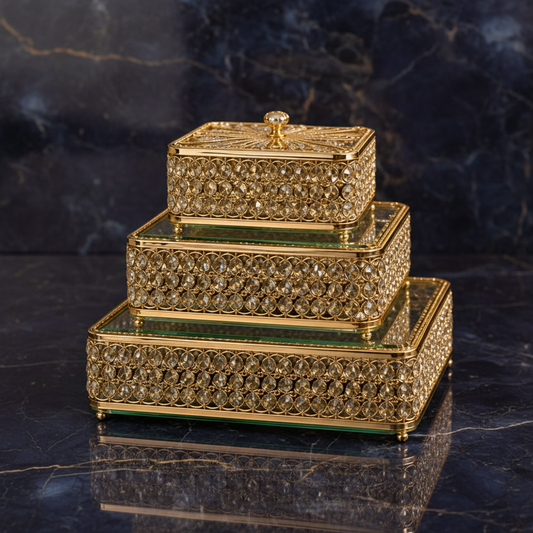 Elegant 3-Pieces Luxury Crystal Style Candy Storage Set