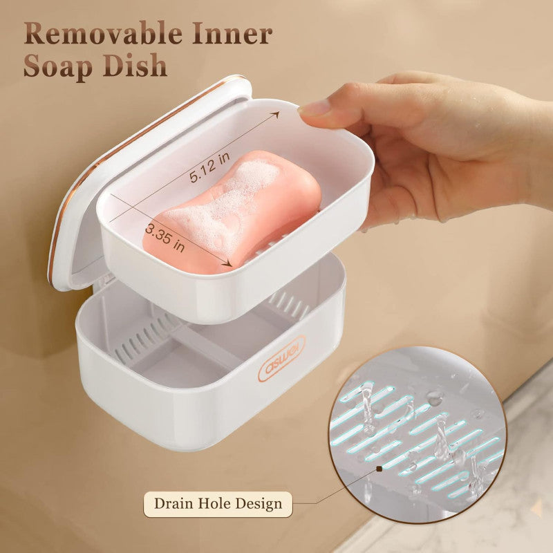 Wall Mounted Soap Holder Dish Tray With Lid