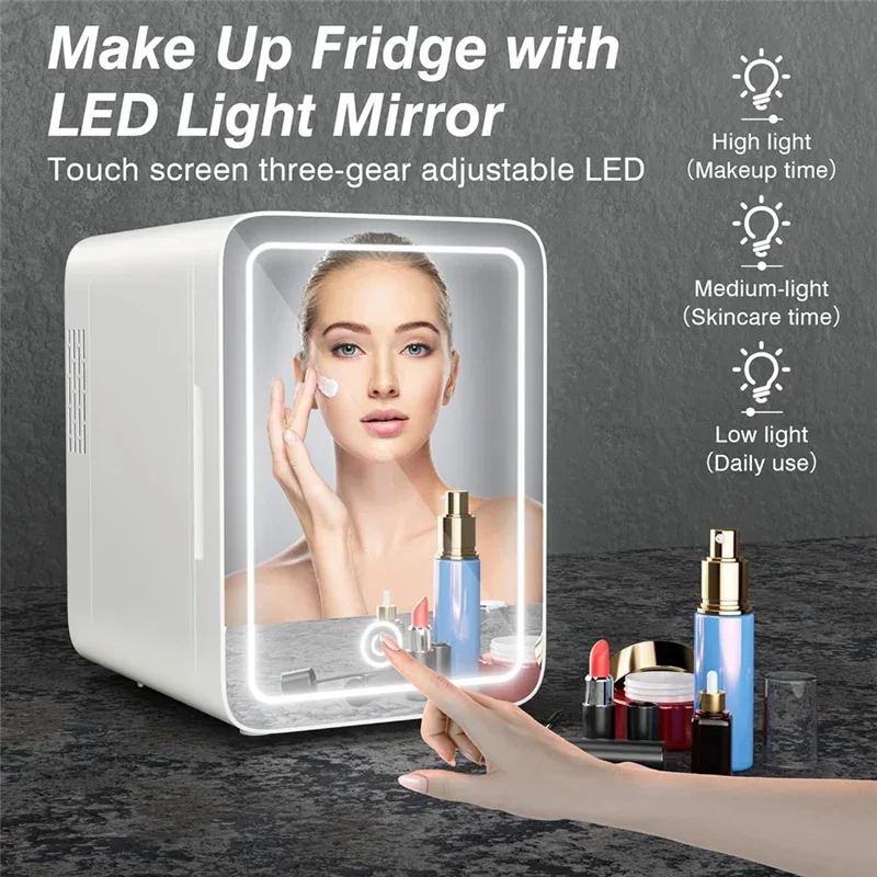 4L Portable Makeup Fridge with LED Mirror – Cooler & Warmer For Car Use