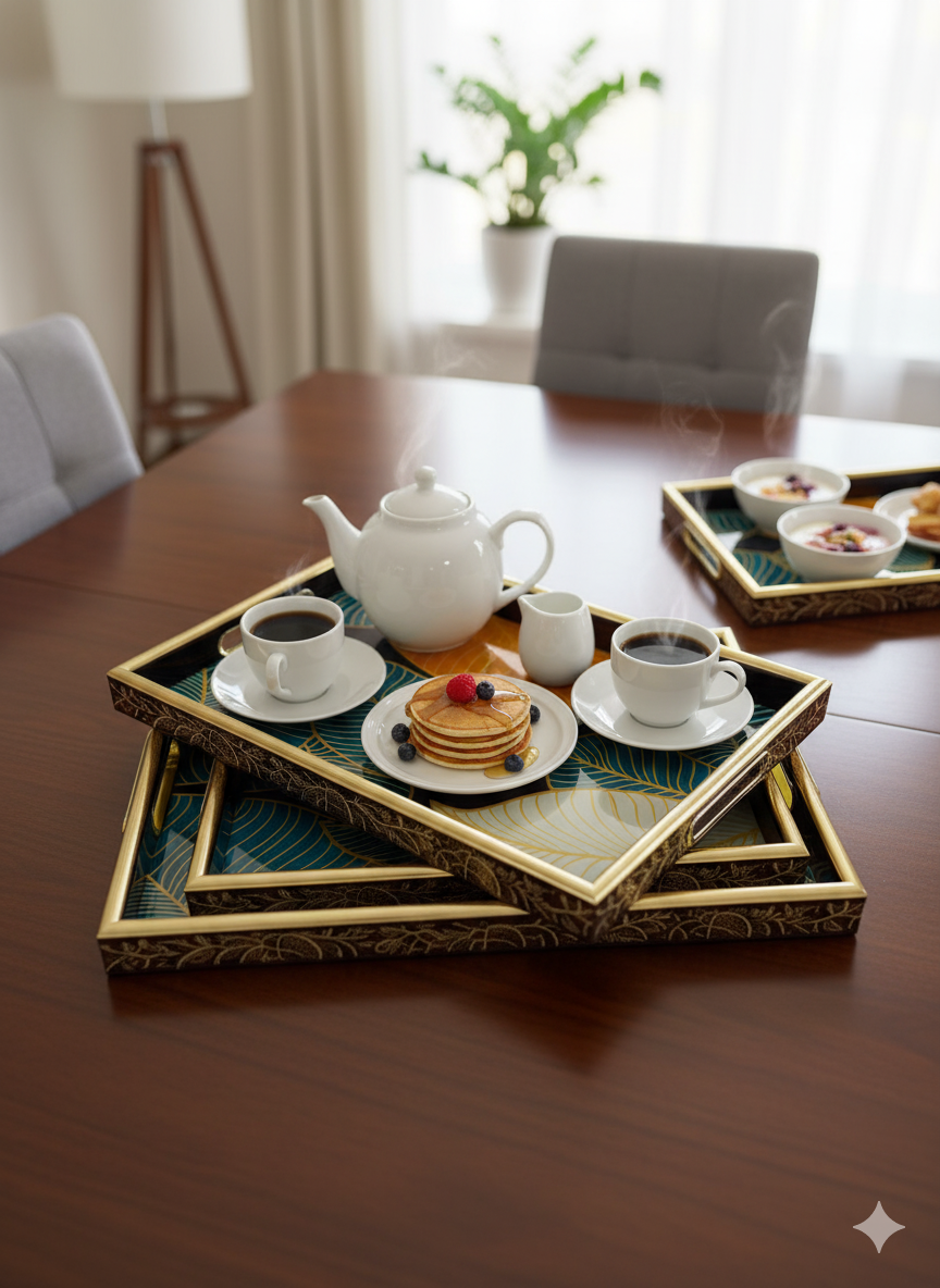 Luxurious 3-Piece Serving Tray Set