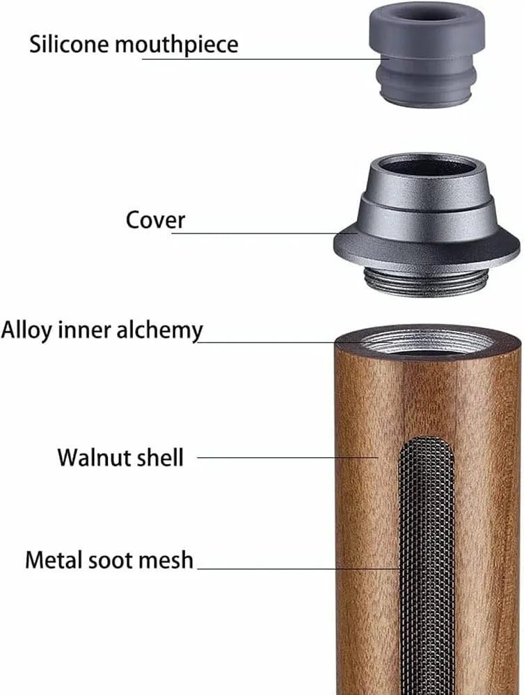 Portable Wooden amAnti-Ash Cigarette Holder & Mini Ashtray