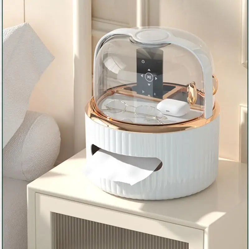 Modern Luxury Tissue Box + Multipurpose Organizer With Acrylic Door