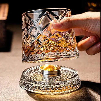 Creative 360° Rotating Crystal Whiskey Glass Tumbler