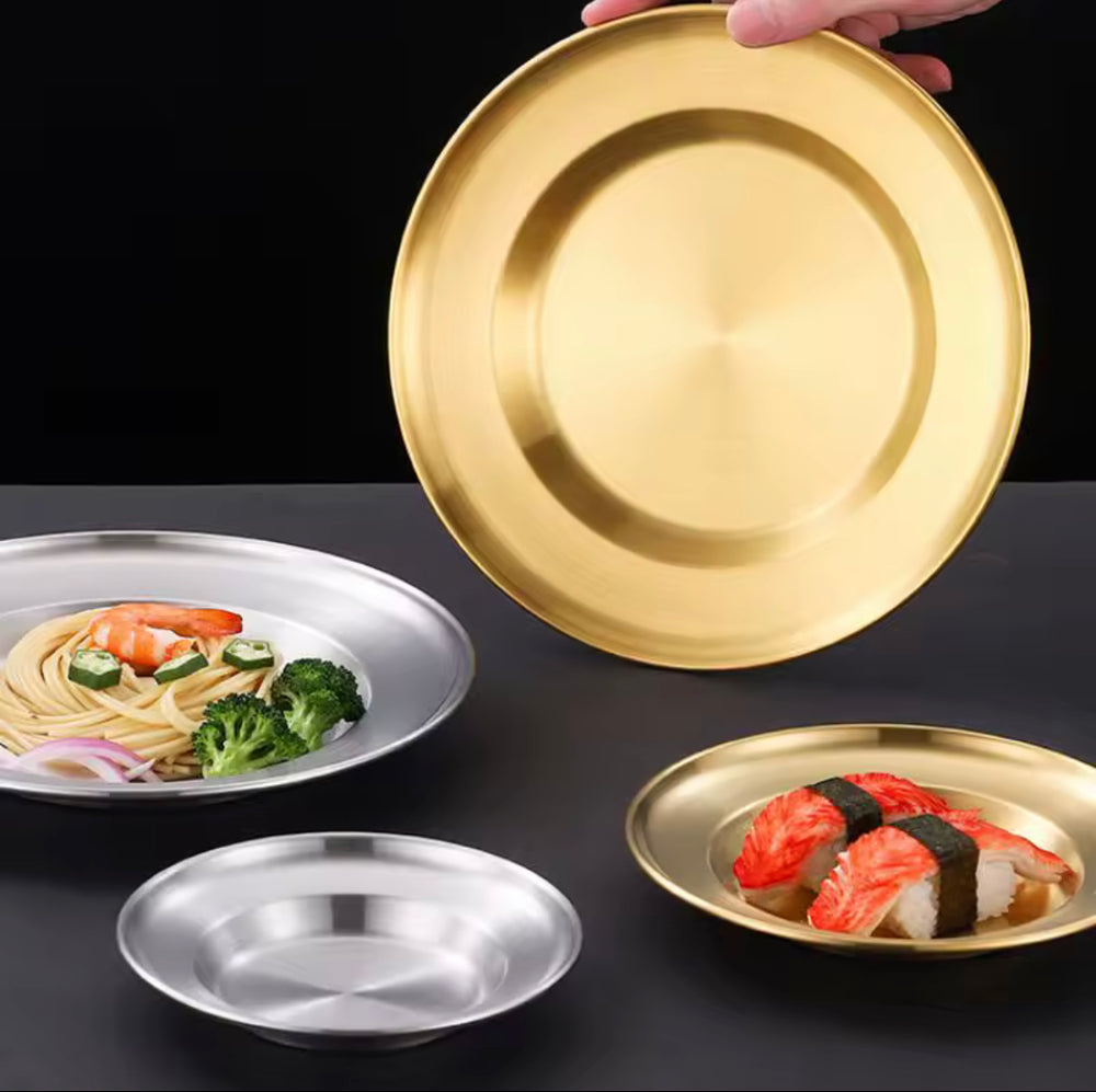 Luxury Round Stainless Steel Serving Plate