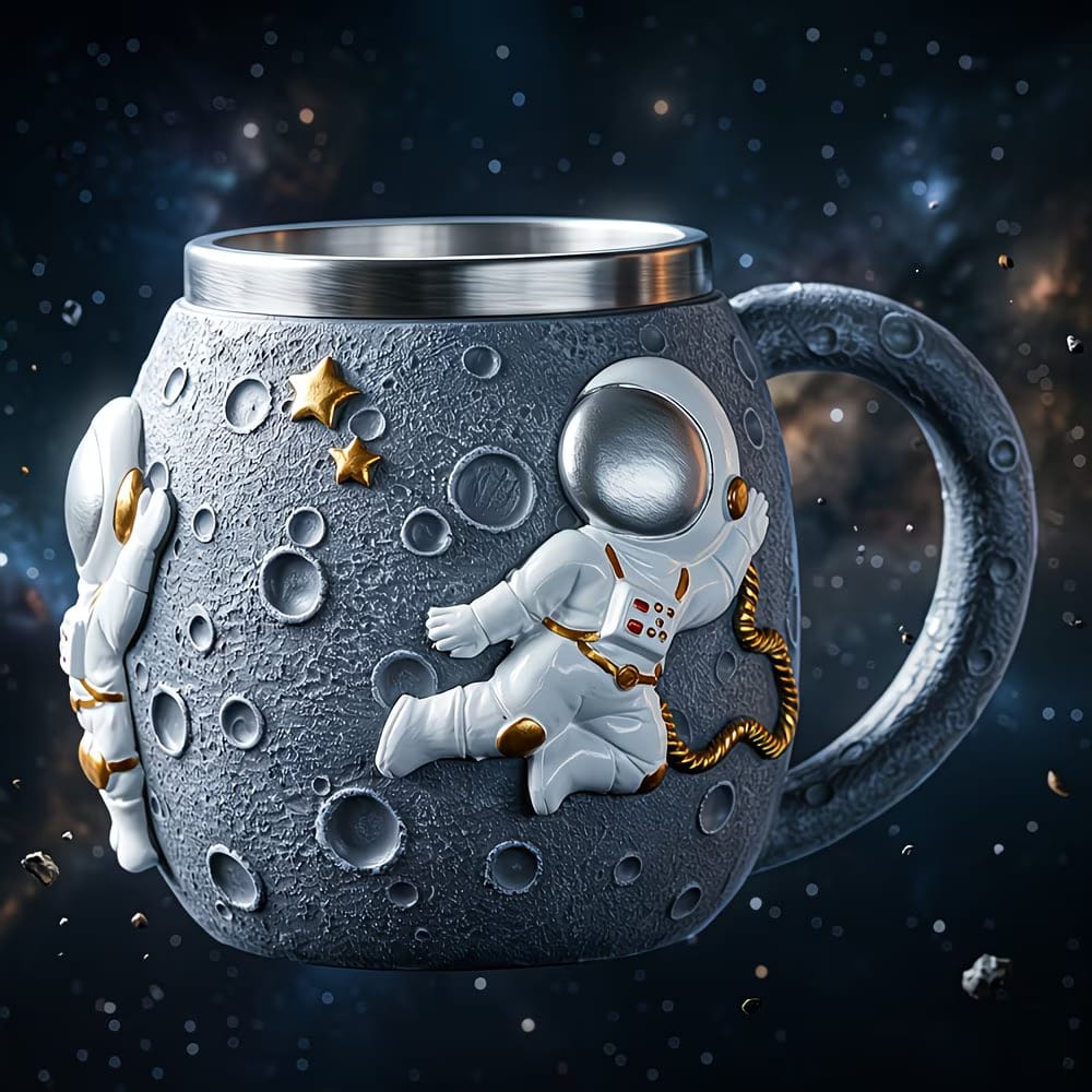 3D Astronaut Cosmonaut Pattern Stainless Steel Mug (450ML)