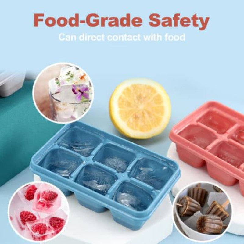 Mini Silicone Ice Cube Tray With Lid (Pack Of 2)