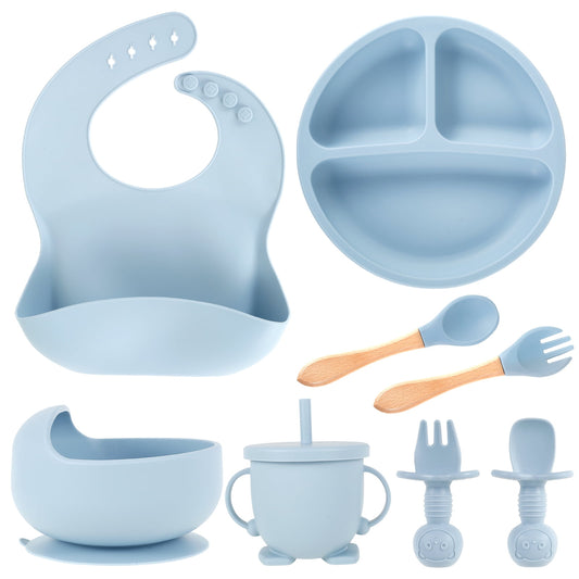 Silicone 8In1 Baby Tableware Feeding Set