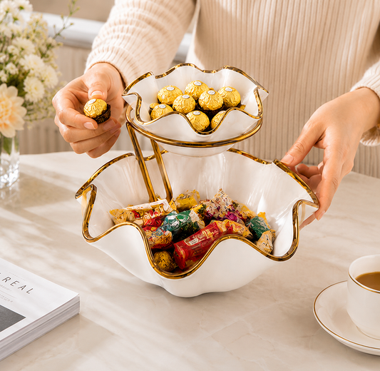Elegant 2-Tier Serving Bowl Stand