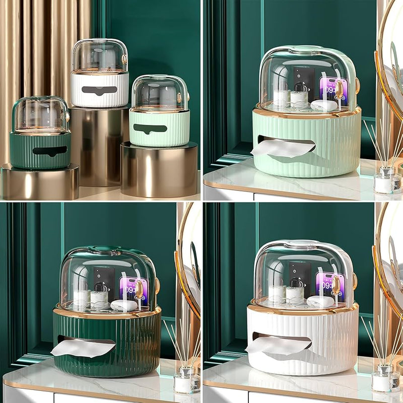 Modern Luxury Tissue Box + Multipurpose Organizer With Acrylic Door