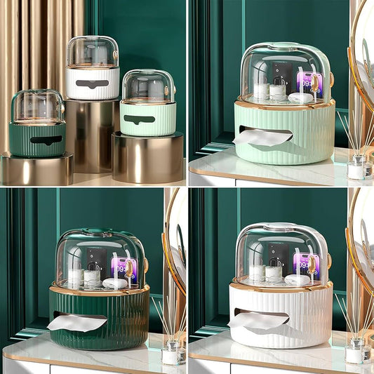 Modern Luxury Tissue Box + Multipurpose Organizer With Acrylic Door