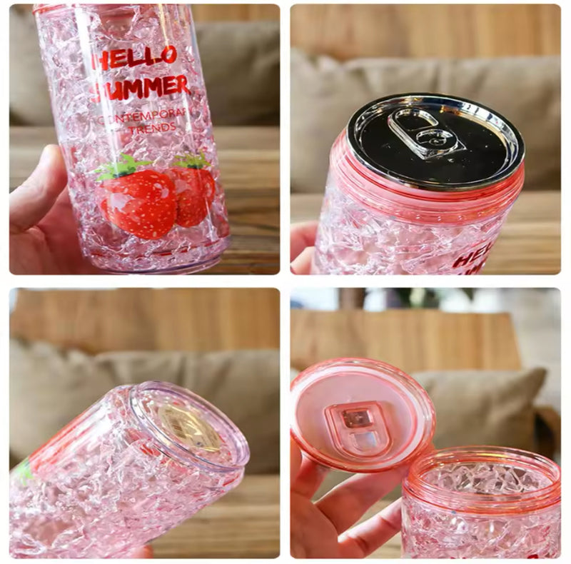 Hello Summer Straw Fashion Ice Fruit Water Bottle